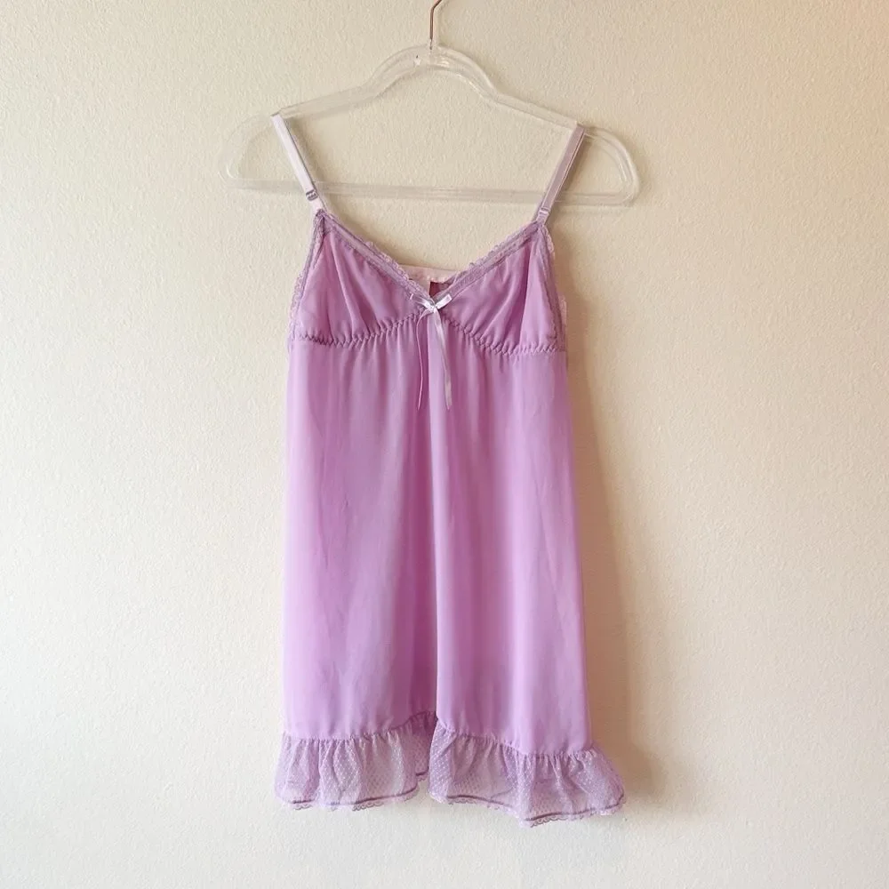 Victoria's Secret Angels Y2K Lavender Purple Coquette Lace Nightie Slip Dress